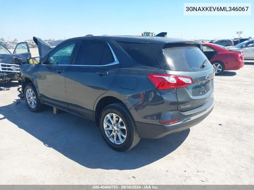 2021 Chevrolet Equinox Fwd Lt VIN: 3GNAXKEV6ML346067 Lot: 40468753