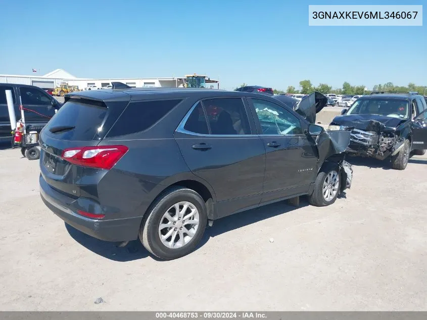 2021 Chevrolet Equinox Fwd Lt VIN: 3GNAXKEV6ML346067 Lot: 40468753