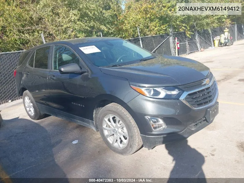 2021 Chevrolet Equinox Fwd Ls VIN: 2GNAXHEVXM6149412 Lot: 40472383