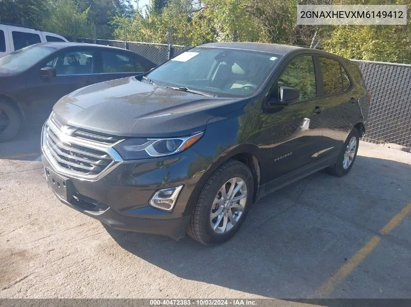 2021 Chevrolet Equinox Fwd Ls VIN: 2GNAXHEVXM6149412 Lot: 40472383