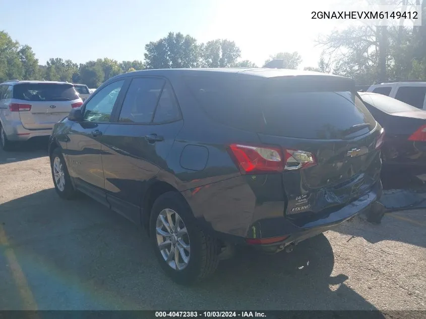 2021 Chevrolet Equinox Fwd Ls VIN: 2GNAXHEVXM6149412 Lot: 40472383