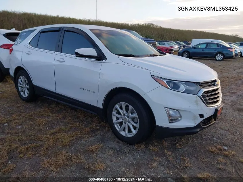 2021 Chevrolet Equinox Fwd Lt VIN: 3GNAXKEV8ML353425 Lot: 40480760