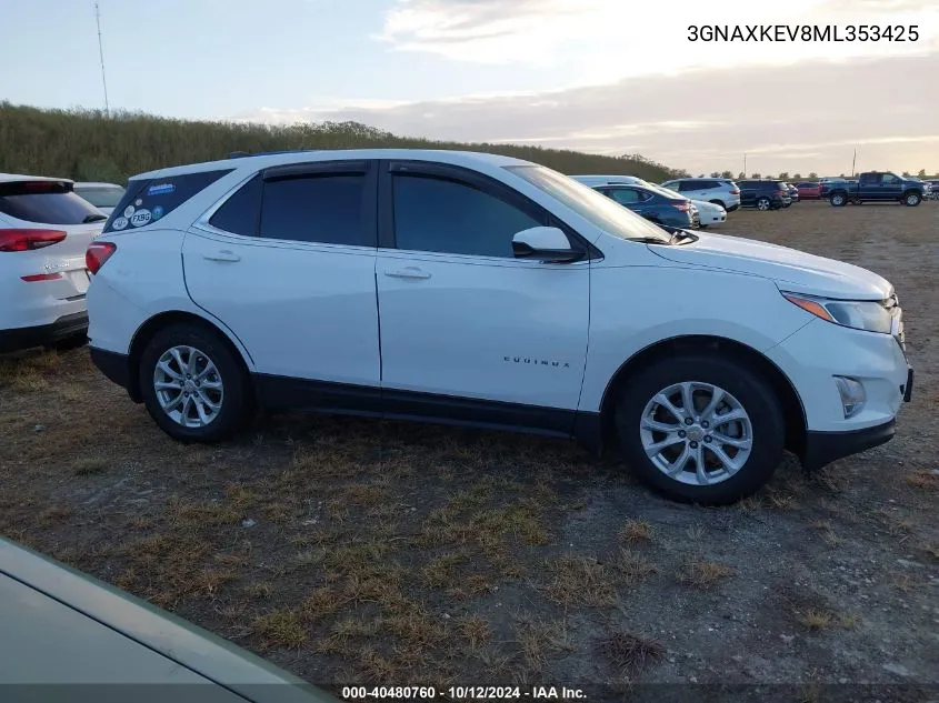 2021 Chevrolet Equinox Fwd Lt VIN: 3GNAXKEV8ML353425 Lot: 40480760