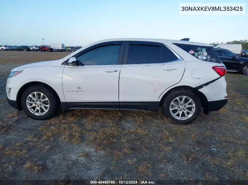 2021 Chevrolet Equinox Fwd Lt VIN: 3GNAXKEV8ML353425 Lot: 40480760