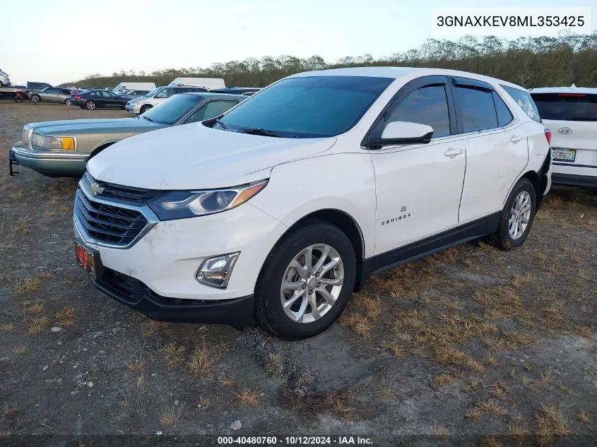 2021 Chevrolet Equinox Fwd Lt VIN: 3GNAXKEV8ML353425 Lot: 40480760