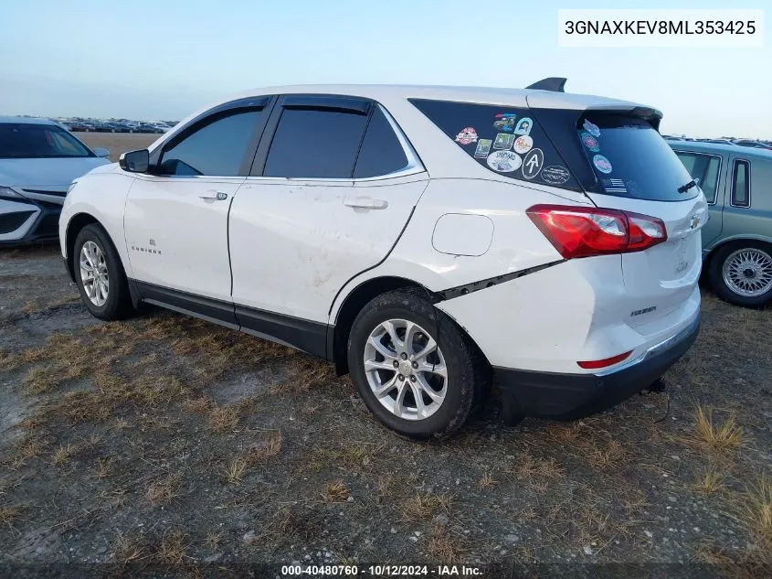 2021 Chevrolet Equinox Fwd Lt VIN: 3GNAXKEV8ML353425 Lot: 40480760