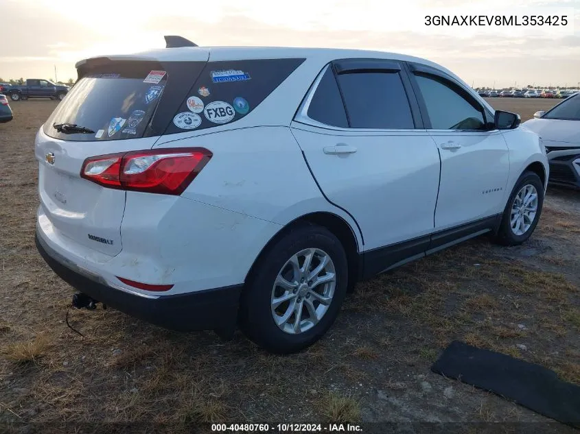 2021 Chevrolet Equinox Fwd Lt VIN: 3GNAXKEV8ML353425 Lot: 40480760