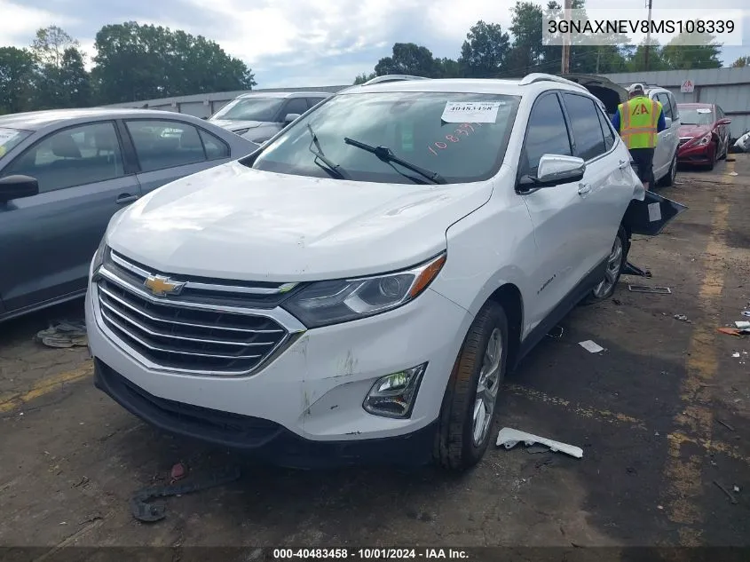 2021 Chevrolet Equinox Premier VIN: 3GNAXNEV8MS108339 Lot: 40483458