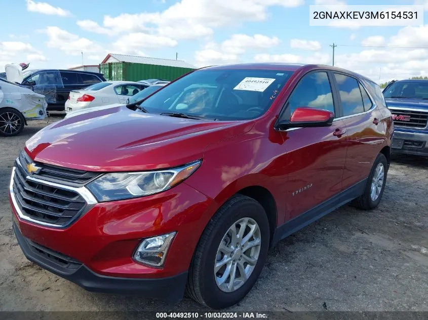 2021 Chevrolet Equinox Fwd Lt VIN: 2GNAXKEV3M6154531 Lot: 40492510