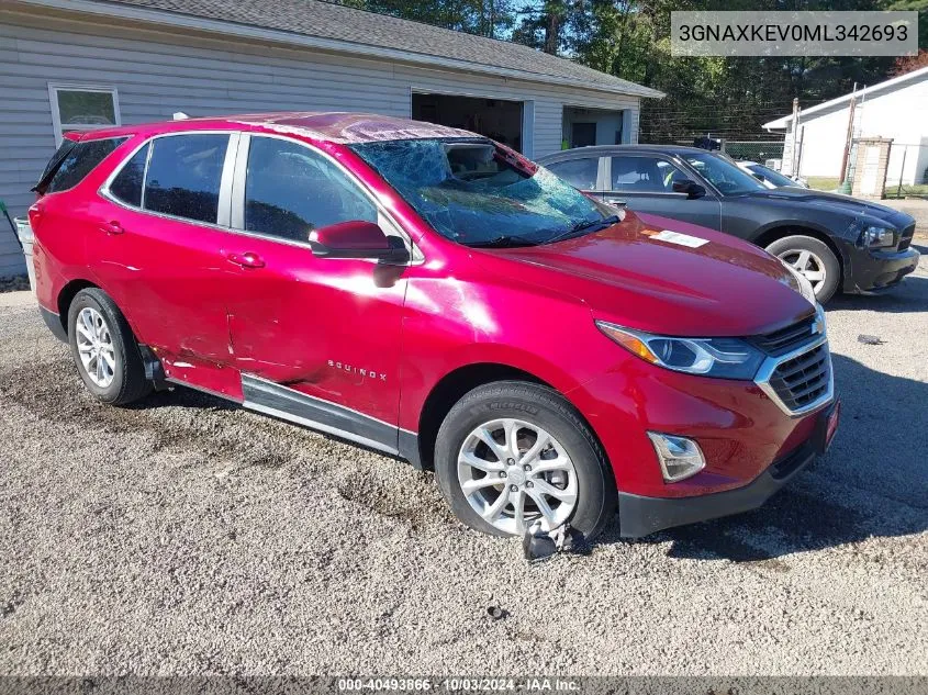 2021 Chevrolet Equinox Fwd Lt VIN: 3GNAXKEV0ML342693 Lot: 40493866