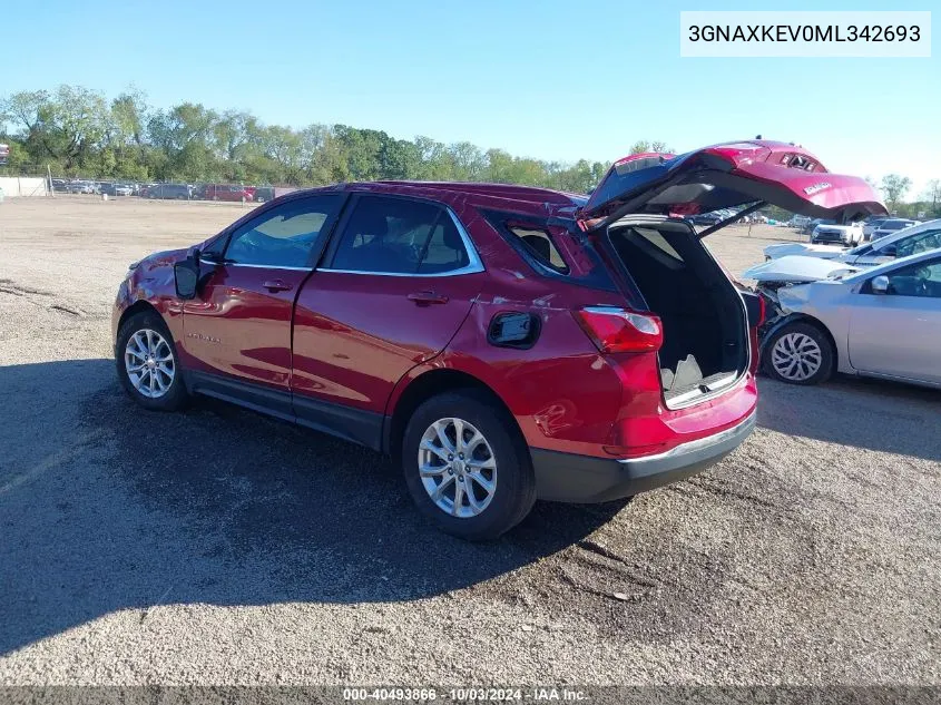 2021 Chevrolet Equinox Fwd Lt VIN: 3GNAXKEV0ML342693 Lot: 40493866