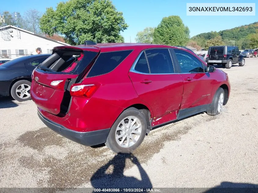 2021 Chevrolet Equinox Fwd Lt VIN: 3GNAXKEV0ML342693 Lot: 40493866