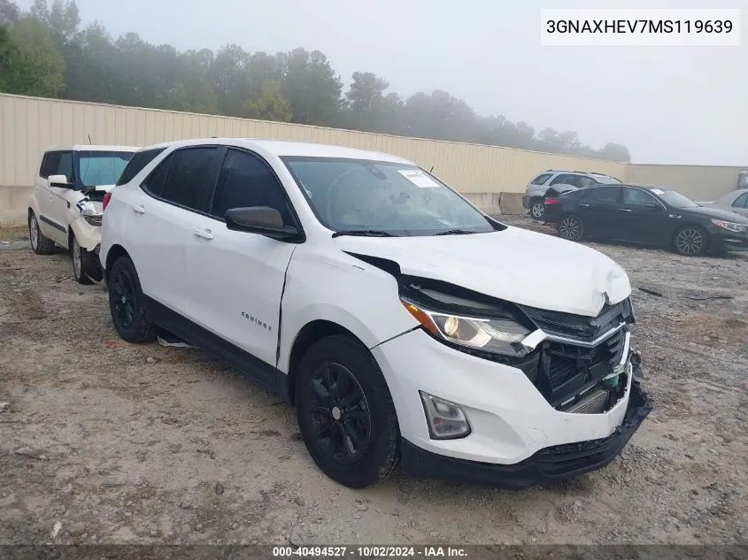 2021 Chevrolet Equinox Fwd Ls VIN: 3GNAXHEV7MS119639 Lot: 40494527