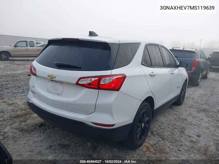 2021 Chevrolet Equinox Fwd Ls VIN: 3GNAXHEV7MS119639 Lot: 40494527