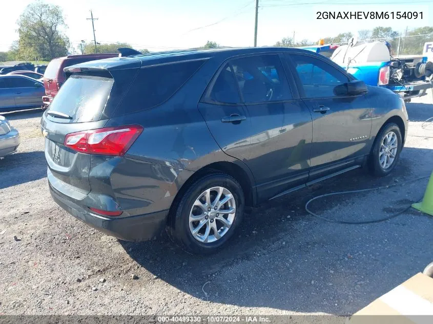 2021 Chevrolet Equinox Fwd Ls VIN: 2GNAXHEV8M6154091 Lot: 40499330