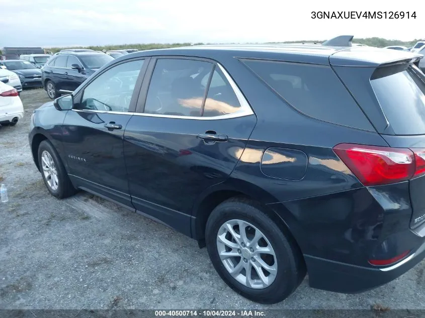 2021 Chevrolet Equinox Lt VIN: 3GNAXUEV4MS126914 Lot: 40500714