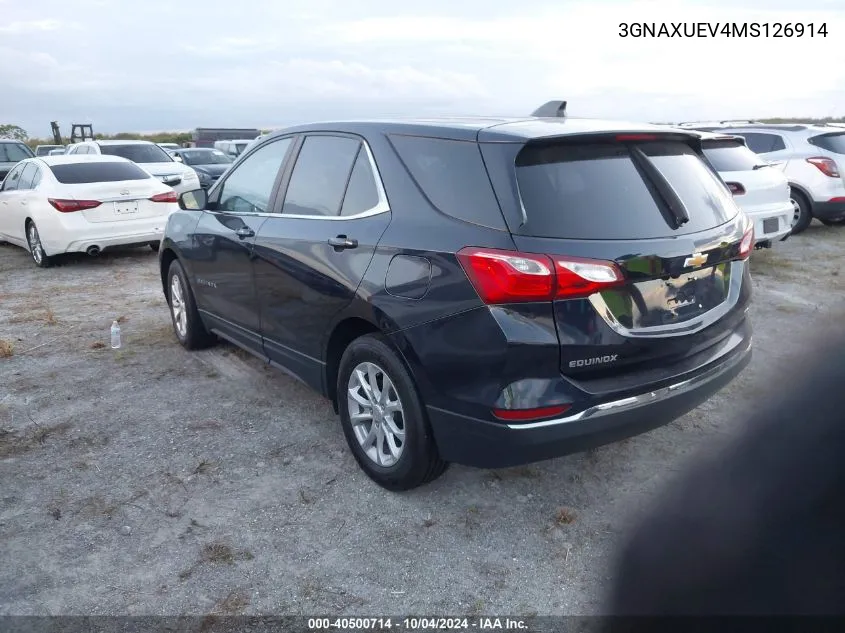 2021 Chevrolet Equinox Lt VIN: 3GNAXUEV4MS126914 Lot: 40500714