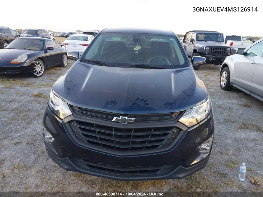 2021 Chevrolet Equinox Lt VIN: 3GNAXUEV4MS126914 Lot: 40500714