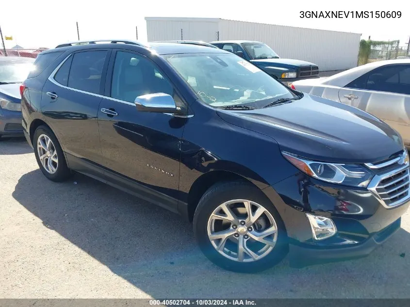 2021 Chevrolet Equinox Fwd Premier VIN: 3GNAXNEV1MS150609 Lot: 40502704