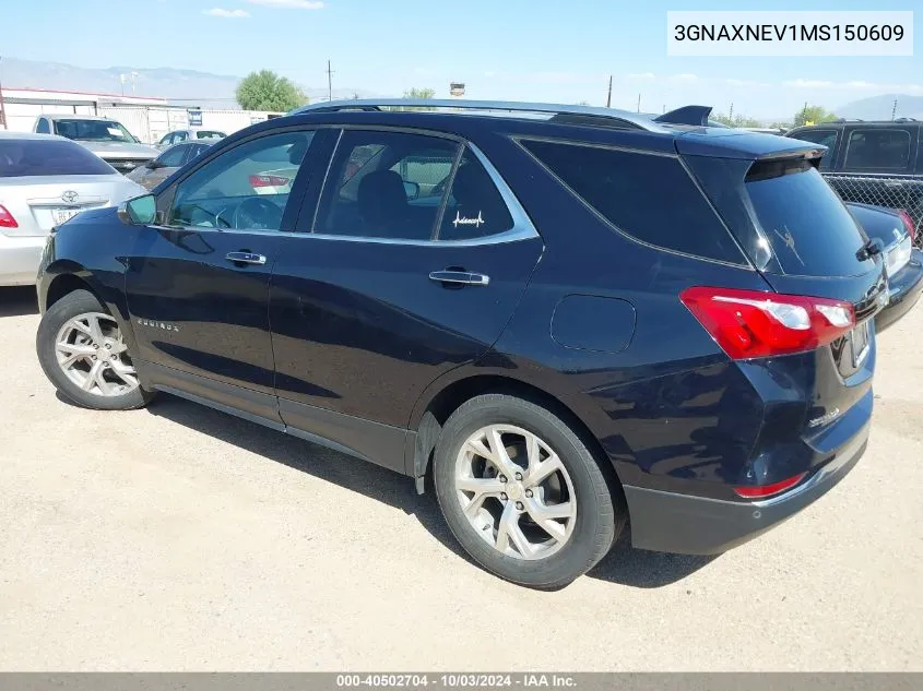 2021 Chevrolet Equinox Fwd Premier VIN: 3GNAXNEV1MS150609 Lot: 40502704