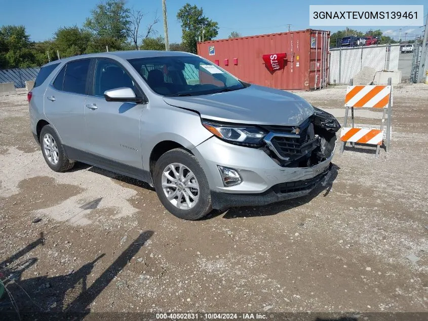 2021 Chevrolet Equinox Awd 2Fl VIN: 3GNAXTEV0MS139461 Lot: 40502831