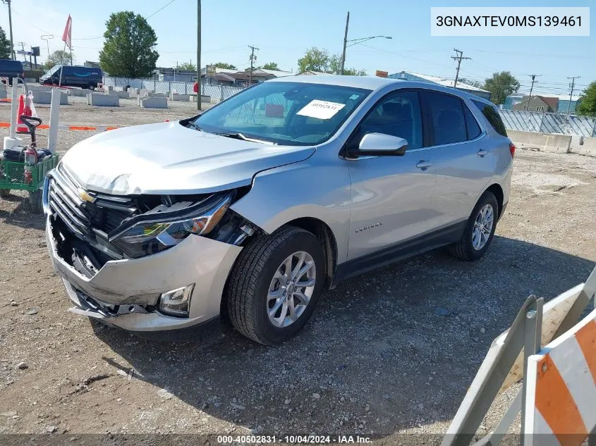 2021 Chevrolet Equinox Awd 2Fl VIN: 3GNAXTEV0MS139461 Lot: 40502831