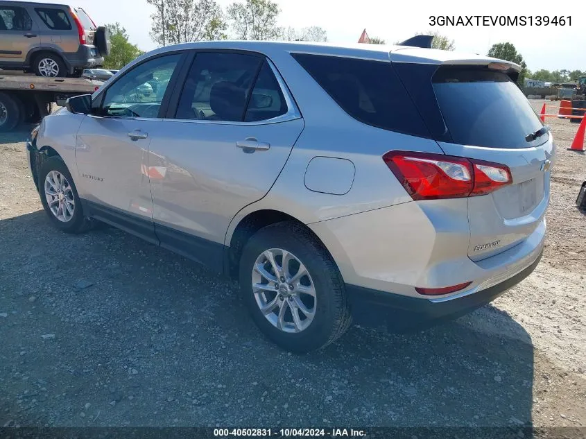 2021 Chevrolet Equinox Awd 2Fl VIN: 3GNAXTEV0MS139461 Lot: 40502831