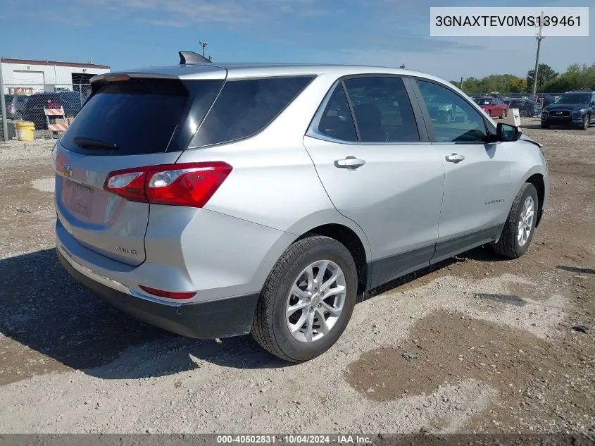 2021 Chevrolet Equinox Awd 2Fl VIN: 3GNAXTEV0MS139461 Lot: 40502831