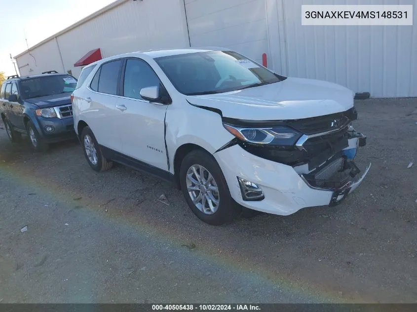 2021 Chevrolet Equinox Fwd Lt VIN: 3GNAXKEV4MS148531 Lot: 40505438