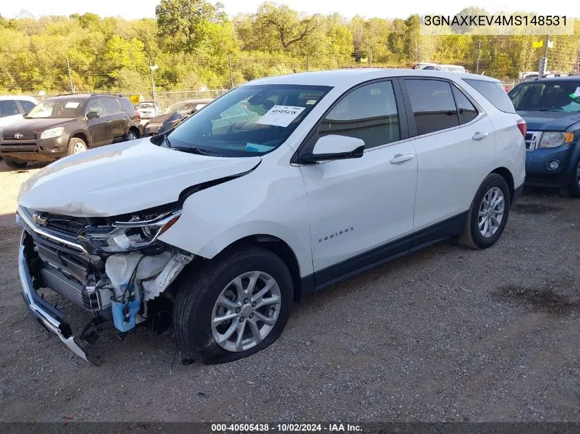 2021 Chevrolet Equinox Fwd Lt VIN: 3GNAXKEV4MS148531 Lot: 40505438