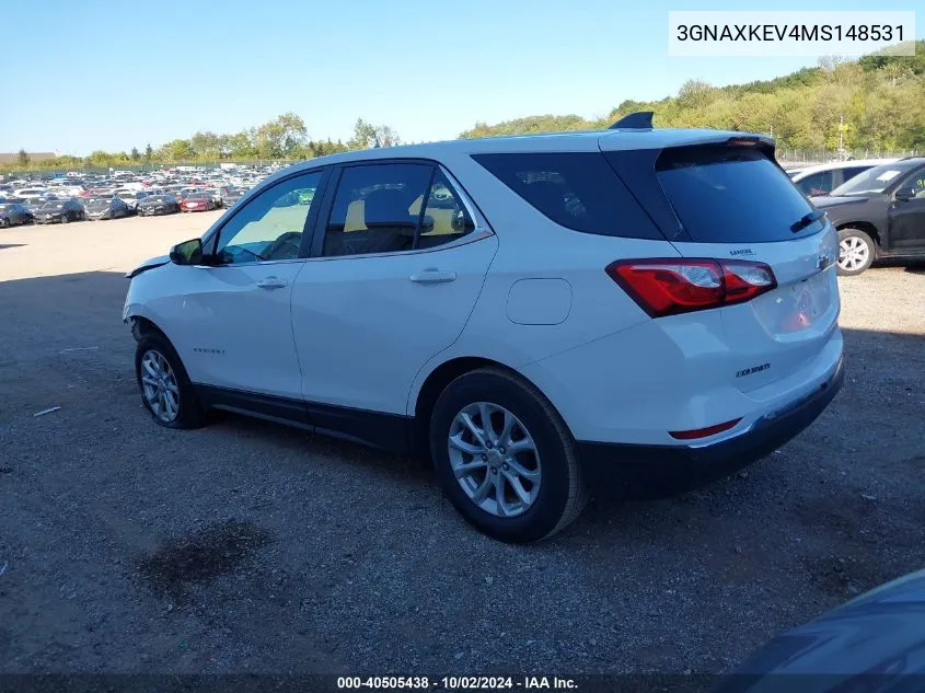 2021 Chevrolet Equinox Fwd Lt VIN: 3GNAXKEV4MS148531 Lot: 40505438