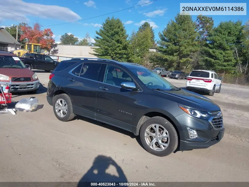 2021 Chevrolet Equinox Awd Premier VIN: 2GNAXXEV0M6114386 Lot: 40523043