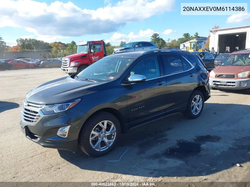 2021 Chevrolet Equinox Awd Premier VIN: 2GNAXXEV0M6114386 Lot: 40523043