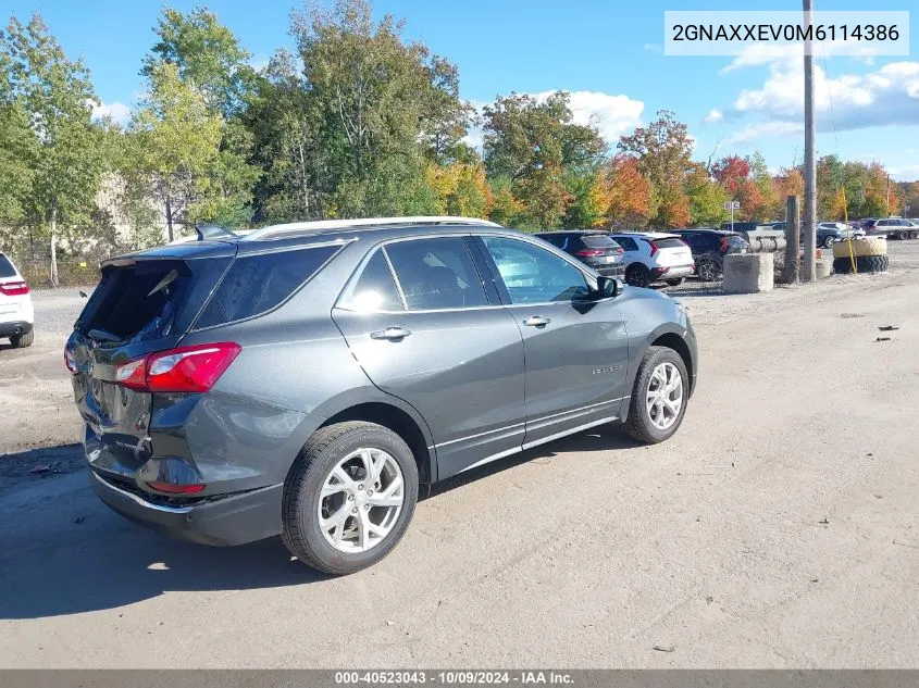 2021 Chevrolet Equinox Awd Premier VIN: 2GNAXXEV0M6114386 Lot: 40523043