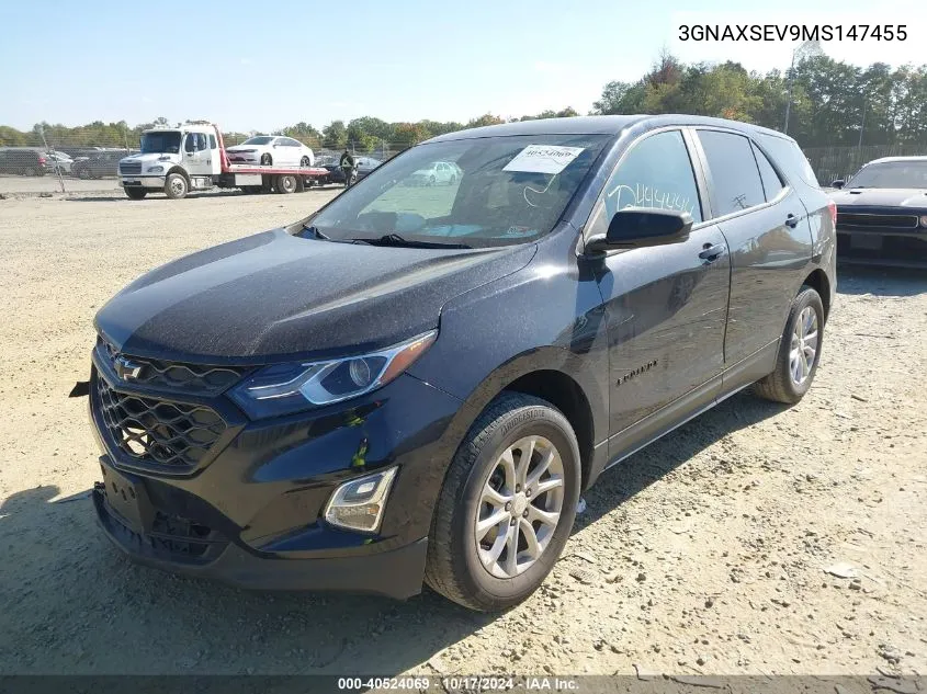 3GNAXSEV9MS147455 2021 Chevrolet Equinox Awd Ls