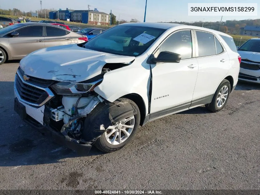 2021 Chevrolet Equinox Fwd 1Fl VIN: 3GNAXFEV0MS158299 Lot: 40524841