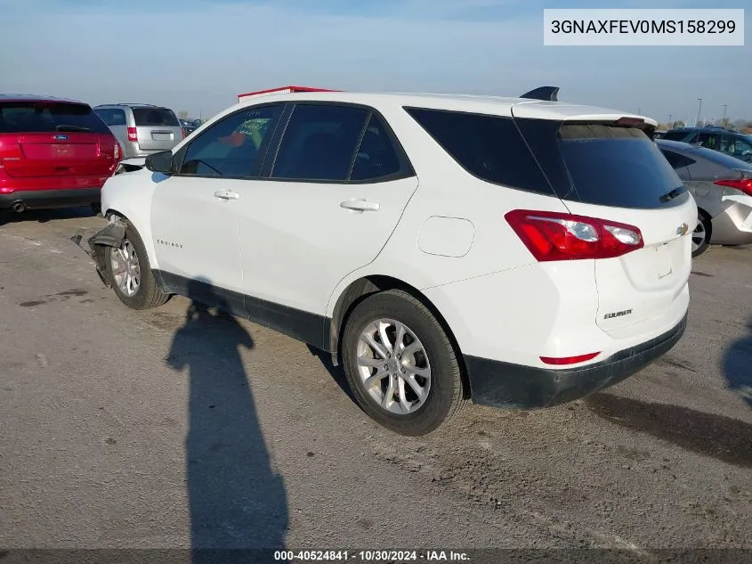 2021 Chevrolet Equinox Fwd 1Fl VIN: 3GNAXFEV0MS158299 Lot: 40524841