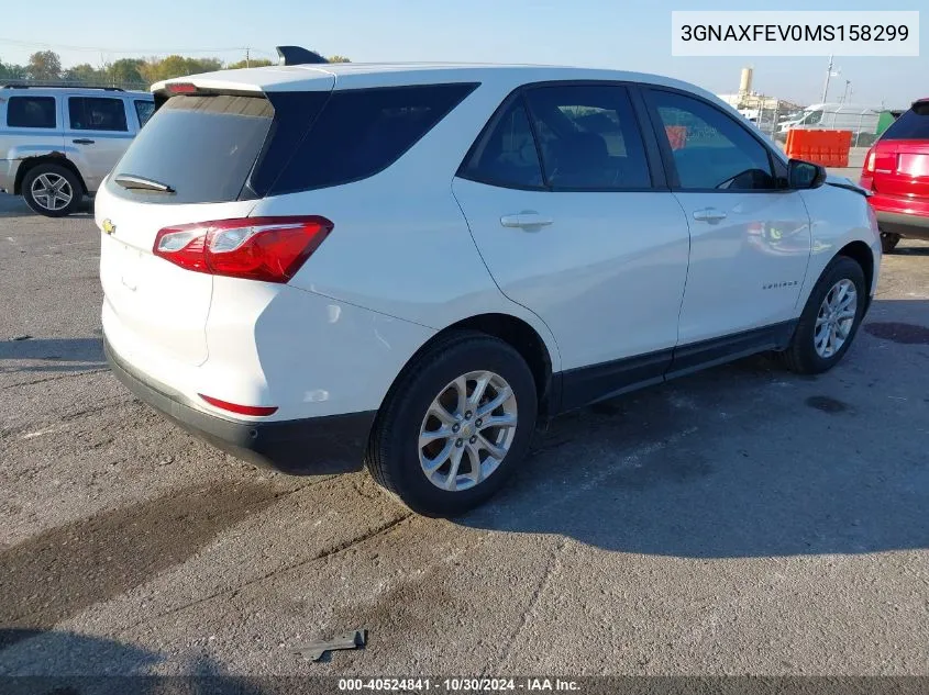 2021 Chevrolet Equinox Fwd 1Fl VIN: 3GNAXFEV0MS158299 Lot: 40524841