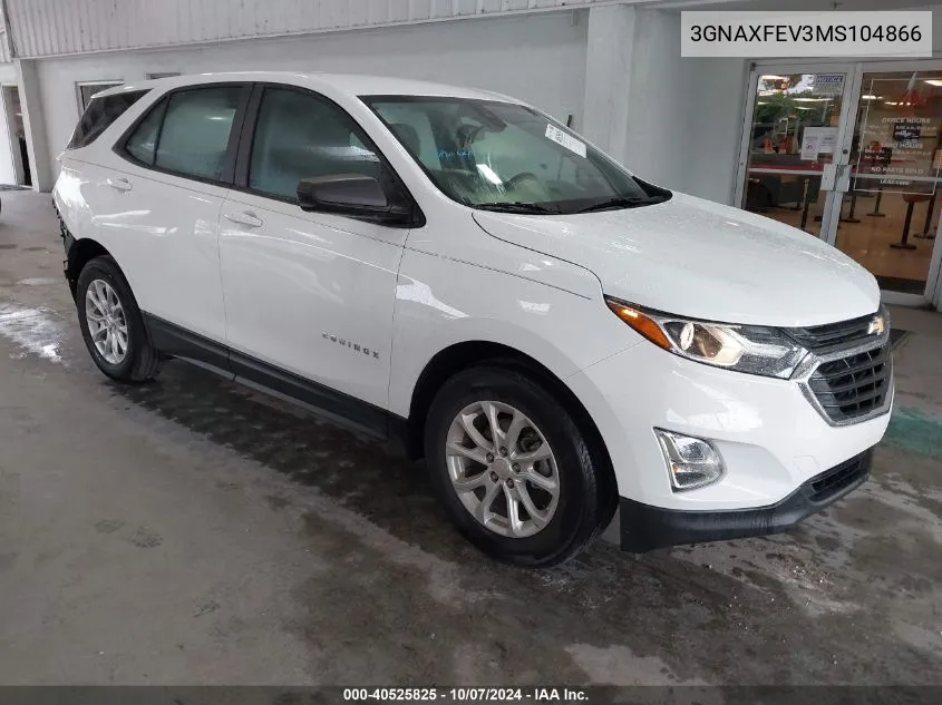 2021 Chevrolet Equinox VIN: 3GNAXFEV3MS104866 Lot: 40525825