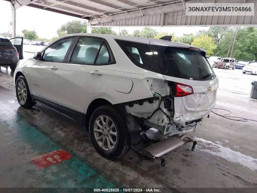 2021 Chevrolet Equinox VIN: 3GNAXFEV3MS104866 Lot: 40525825