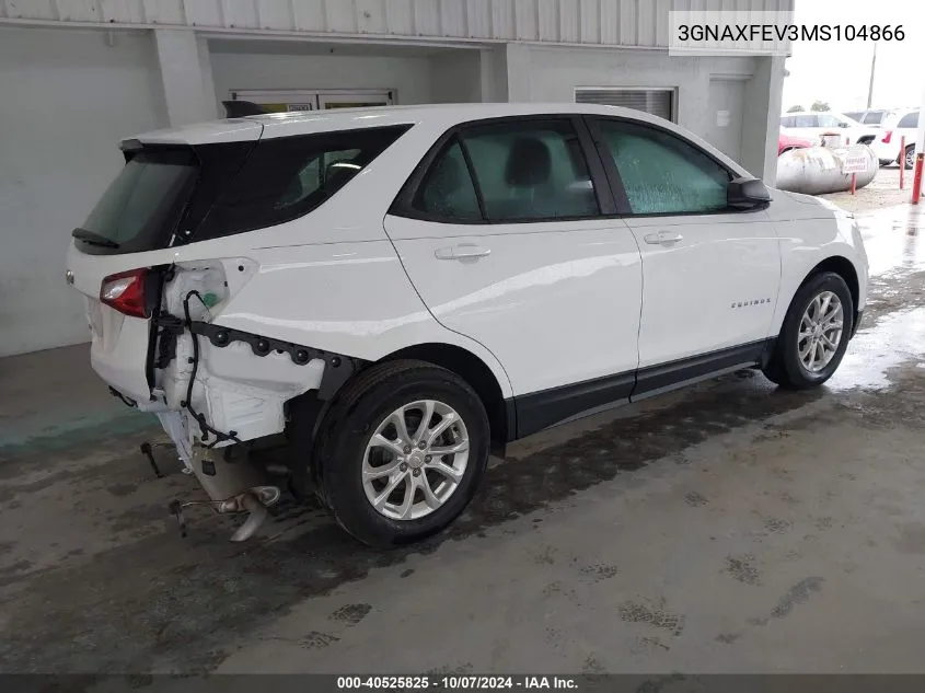 2021 Chevrolet Equinox VIN: 3GNAXFEV3MS104866 Lot: 40525825