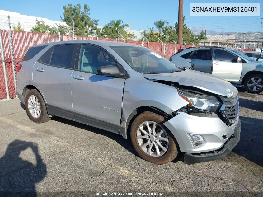 2021 Chevrolet Equinox Fwd Ls VIN: 3GNAXHEV9MS126401 Lot: 40527096