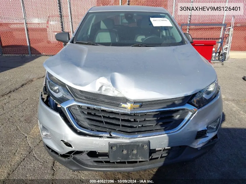 2021 Chevrolet Equinox Fwd Ls VIN: 3GNAXHEV9MS126401 Lot: 40527096