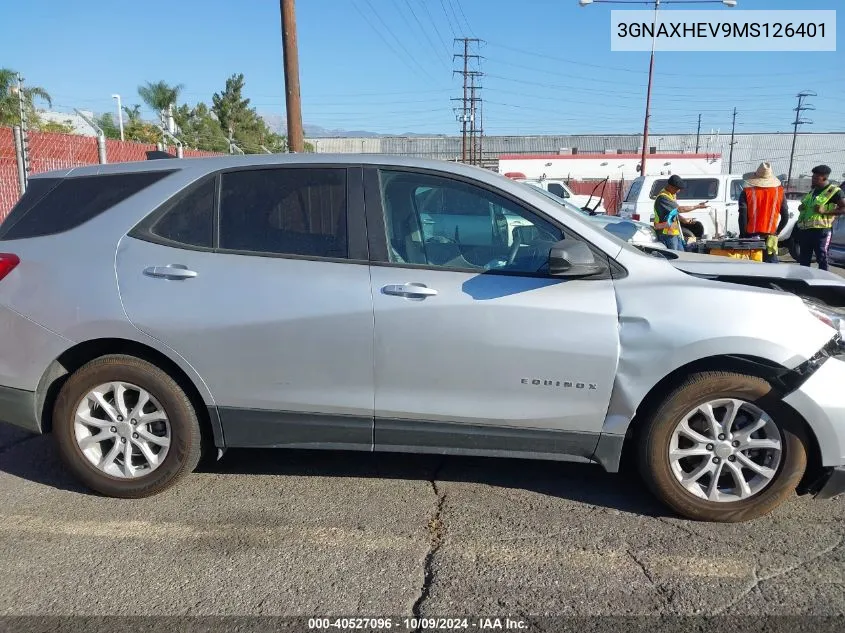 2021 Chevrolet Equinox Fwd Ls VIN: 3GNAXHEV9MS126401 Lot: 40527096