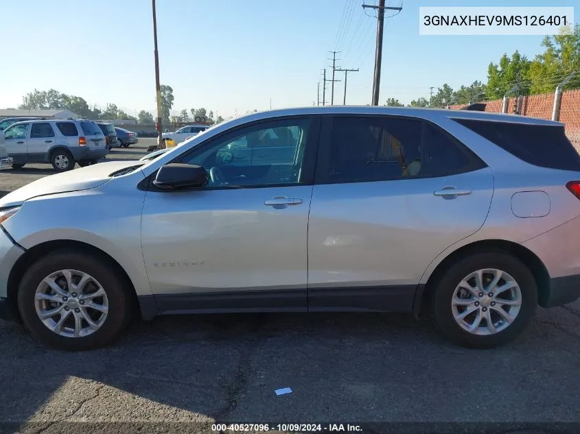 2021 Chevrolet Equinox Fwd Ls VIN: 3GNAXHEV9MS126401 Lot: 40527096