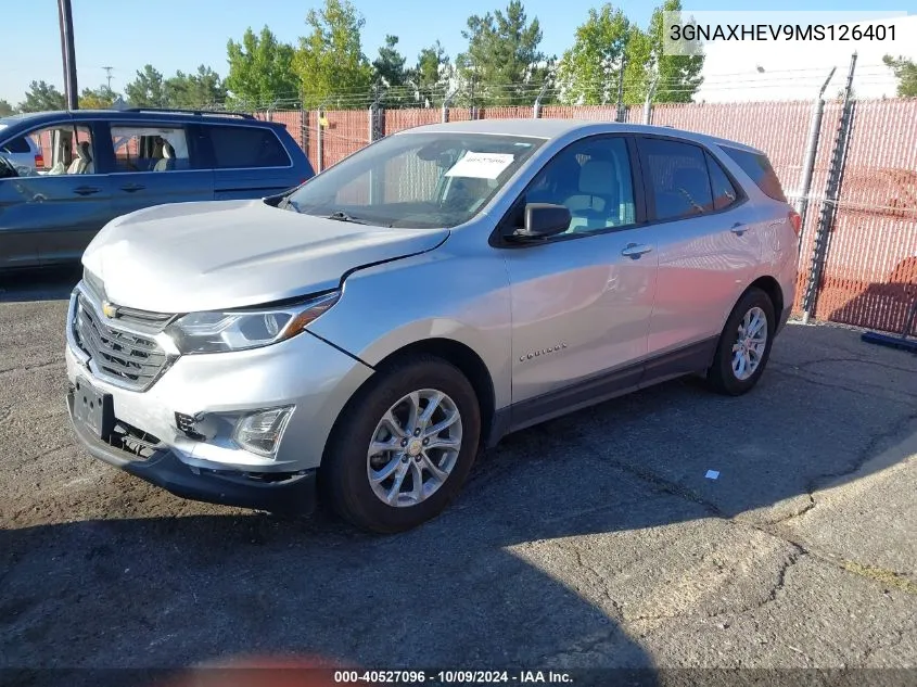 2021 Chevrolet Equinox Fwd Ls VIN: 3GNAXHEV9MS126401 Lot: 40527096