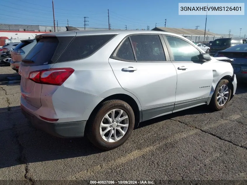 2021 Chevrolet Equinox Fwd Ls VIN: 3GNAXHEV9MS126401 Lot: 40527096