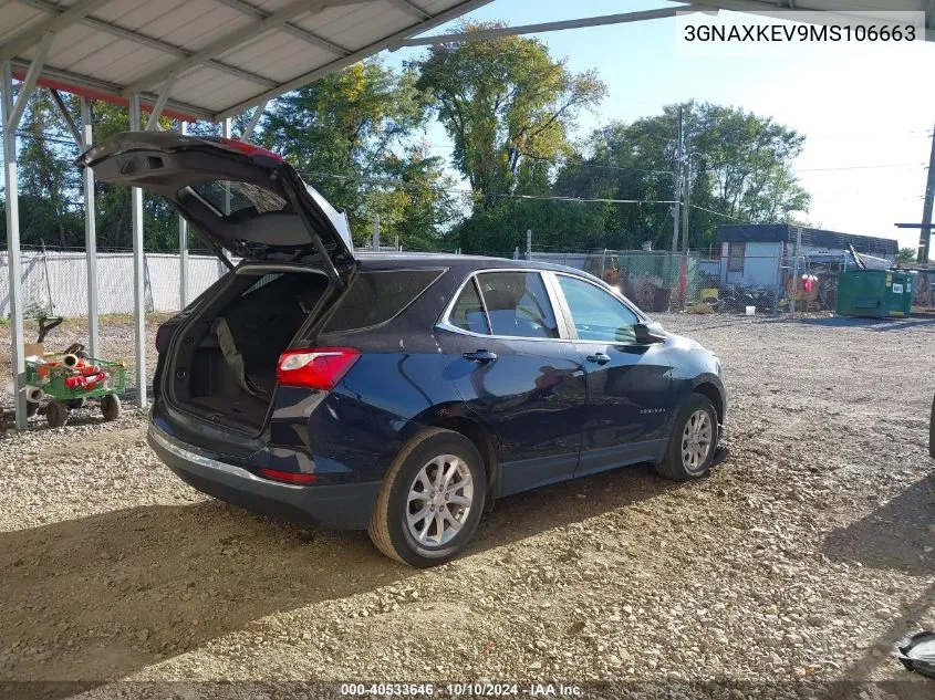 2021 Chevrolet Equinox Fwd Lt VIN: 3GNAXKEV9MS106663 Lot: 40533646