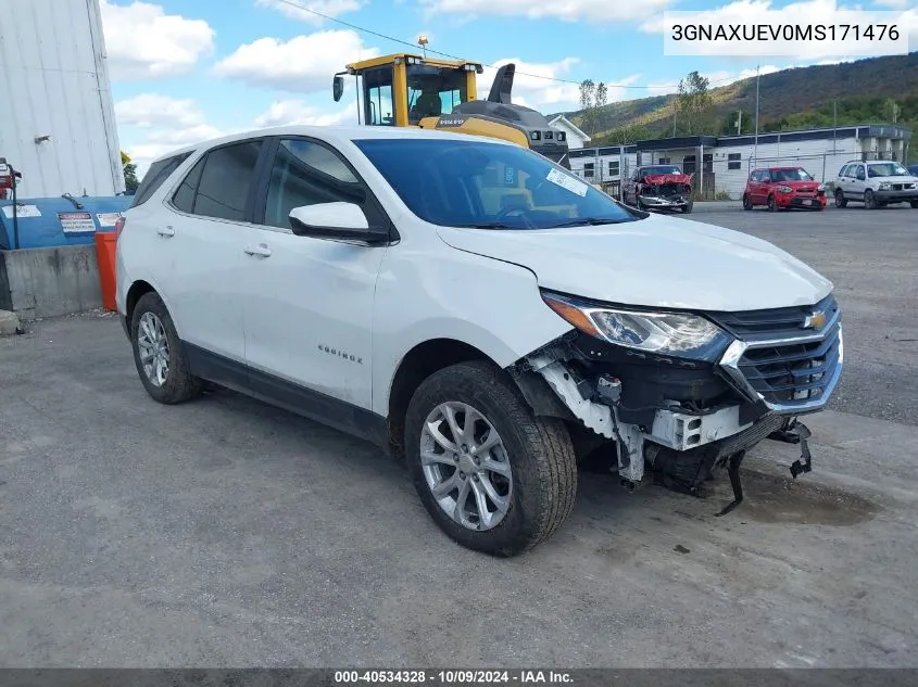 2021 Chevrolet Equinox Awd Lt VIN: 3GNAXUEV0MS171476 Lot: 40534328