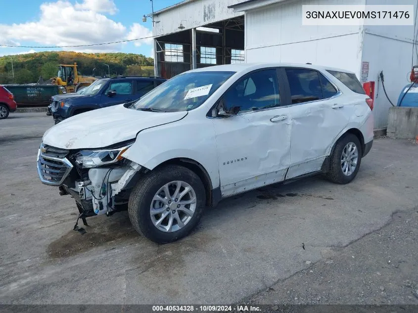 2021 Chevrolet Equinox Awd Lt VIN: 3GNAXUEV0MS171476 Lot: 40534328